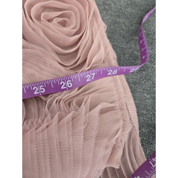 ASOS Luxe Twee Romantic Corseted Bandeau 3D Floral Layered Pink Mini Dress Sz 4 - Picture 14 of 15